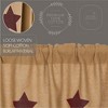 Burlap w/Burgundy Stencil Stars Panel Set of 2 84x40  VHC Brands - 3 of 4