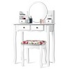 Tangkula Vanity Table Set w/Detachable Mirror & Stool Black/White - 2 of 4