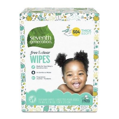 Seventh Generation Sensitive Baby Wipes with Flip-Top Dispenser Free & Clear - 504ct