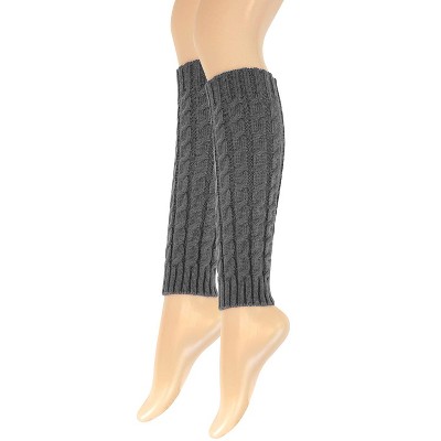 Wrapables Women's Cable Knit Leg Warmers, Gray - image 2