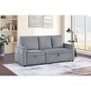 Oswin 70"W Gray Polyester Sofa with Polyesterll-Out Chaise, Underseat Storage, Side Pocket - 3 of 4