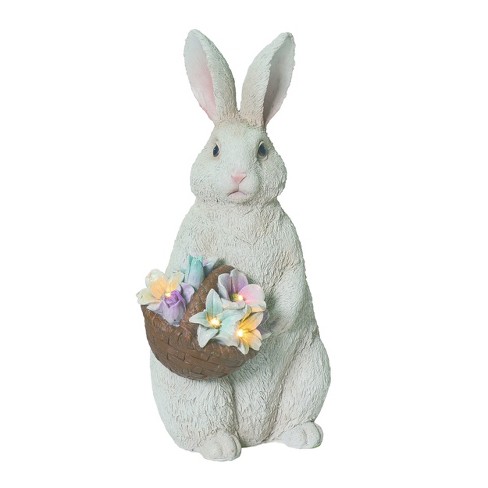 Transpac Resin 16.25 In. Gray Easter Light Up Bunny With Flowers : Target