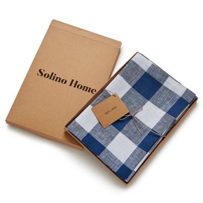 Sage and White Buffalo Check Linen Dinner Napkins Set of 4