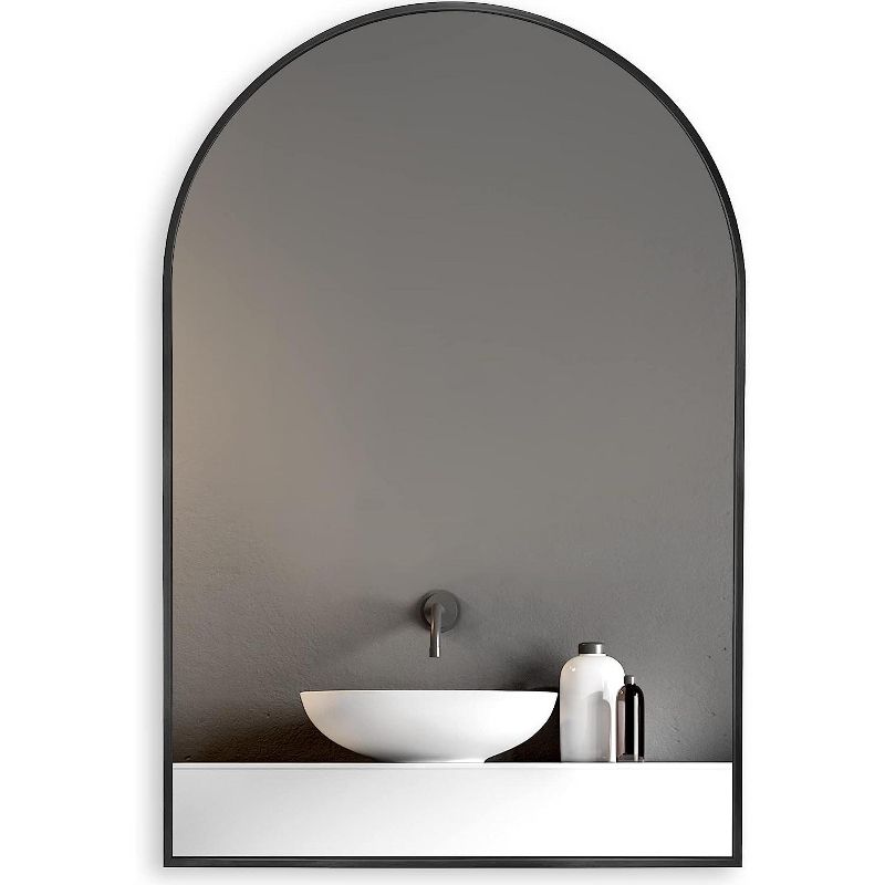 Serio 30"x 20" Arch Top Aluminum Alloy Framed Rectangular Bathroom Mirrors - The Pop Home, 4 of 10