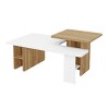 Coffee Table for Living Room Set of 2, Natural Wood and Finish Modern Nesting Rectangle Tables with Storage Shelf-The Pop Home - 4 of 4