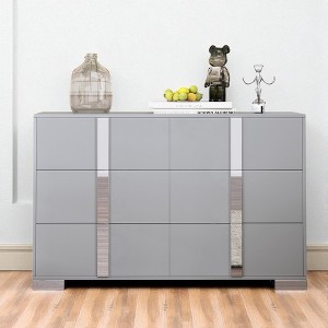 Mshliw 6 Drawer Dresser with Mirrored Finish, MDF and Metal Storage Cabinet with Anti-Tip Device for Bedroom or Living Room - 1 of 4