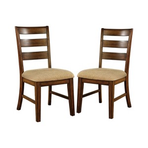 Set of 2 Pattsburg Ladder Back Fabric Padded Side Chair Antique Oak - Sun & Pine, Brown