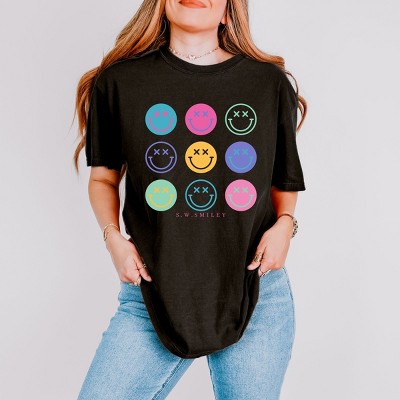 Simply Sage Market S.W.Smiley Stacked Smiley Faces Garment Dyed Tee