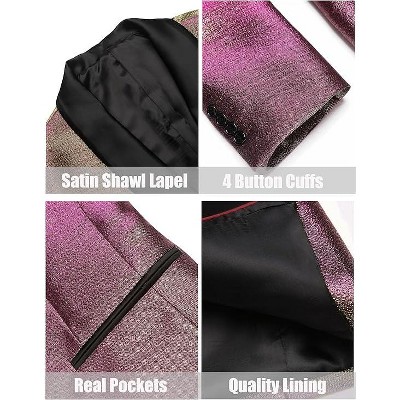 COOFANDY Men's Tuxedo Jacket Slim Fit Shawl Lapel Blazer One Button Suit Jackets for Party Prom Wedding Dinner Shiny Blue XL — фото 4