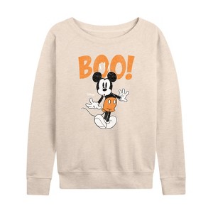 Women's - Disney - Mickey Halloween Animation Lightweight French Terry Wide Neck Long Sleeve Shirt - 1 of 4