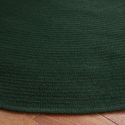 Dark Green 5' Round Braided Synthetic Area Rug