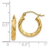 Black Bow Jewelry 2.75mm x 15mm Polished 14k Yellow Gold Twisted Round Hoop Earrings - 4 of 4