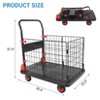 Heavy Duty Hand Moving Cart 1000LBS Capacity Platform Truck Cart with Cage,Folding Carts with Wheels,Foldable Dolly Carts with Basket - 3 of 4