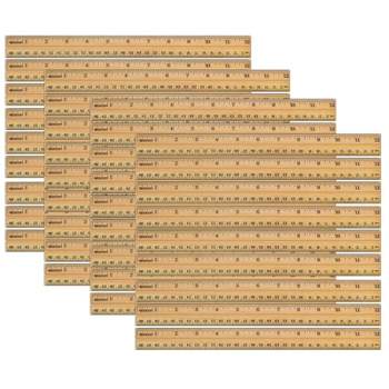 Hole Punched 12 Wooden Ruler, ` English and Metric With Metal Edge