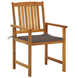 vidaXL Patio Chairs Set with Taupe Cushions, 2 pcs Solid Acacia Wood - Rustic Charm Outdoor Seating - 1 of 4