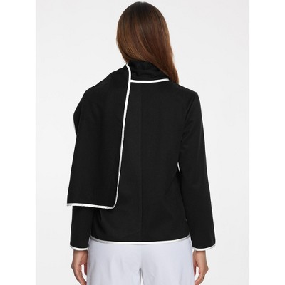 Allegra K Women's Button Down Pockets Elegant Casual Winter Coats Scarf Jacket Black X-Large — фото 3