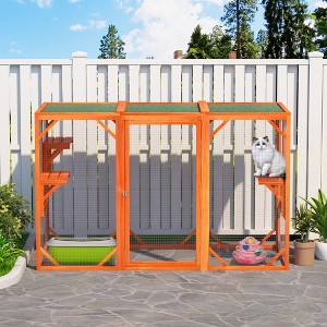 Sandinrayli Wood Indoor/Outdoor Cat House Cat Catio, Grey - 1 of 1