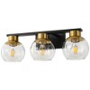 POWLIG 21.65-in 3-Light Black and Gold Bathroom Vanity Light with Clear Glass Shades, Bulbs not Included - 4 of 4
