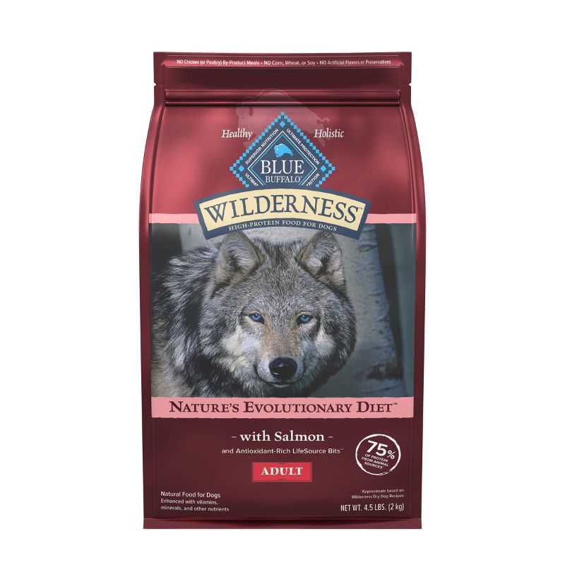 Blue Buffalo Wilderness High Protein Natural Adult Dry Dog Food plus Wholesome Grains with Salmon - 4.5lbs, 1 of 12