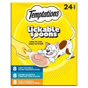 Temptations Cheese, Salmon, Tuna and Chicken Flavor Lickable Spoons Cat Treats - 1 of 4