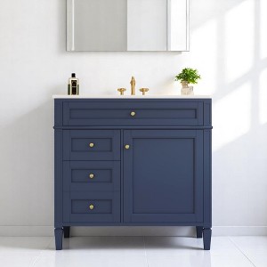 Mshliw 36'' Bathroom Vanity with Top Sink, Modern Single Sink Storage Cabinet with 2 Drawers, Tip-Out Drawer, Soft Close Door and Shelves - 1 of 4