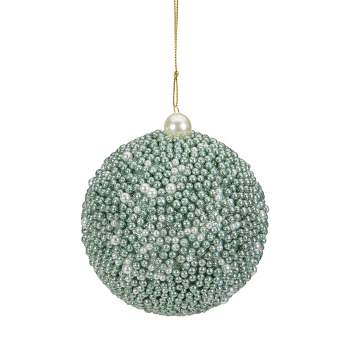 Northlight 4" Seafoam Green Glitter Beaded Christmas Ball Ornament
