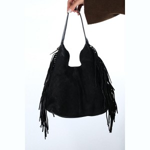 VALS - Black Suede Leather Shoulder Bag (Women) black suede standart - 1 of 4