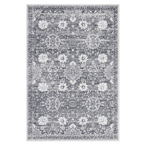Washable Vintage Rug Non Slip Low Pile Rug Soft Throw Floor Cover Floral Foldable Indoor Carpet for Living Room Bedroom Playroom Nursery - 1 of 4