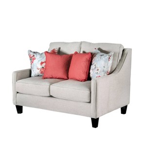 Vieta Upholstered Loveseat Ivory - Furniture Of America - 1 of 4