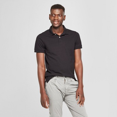 Men's Standard Fit Short Sleeve Polo Jersey Shirt Ebony  LG Goodfellow & Co 