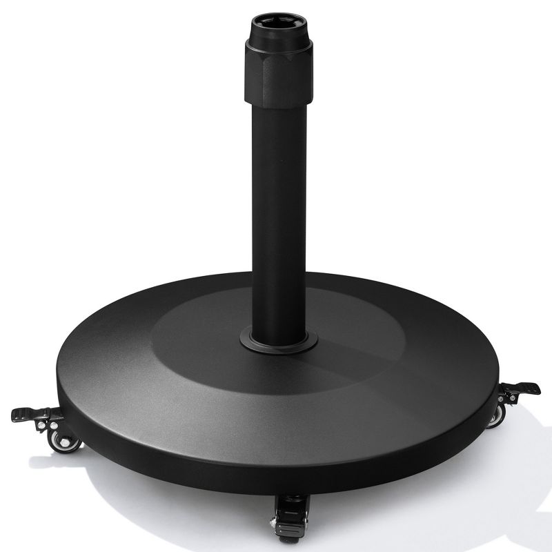 Crestlive Products Outdoor Umbrella Base 40lbs Concrete-Filled Twist-Down Lock 4 All-Direction Wheels Market Umbrella Use Black