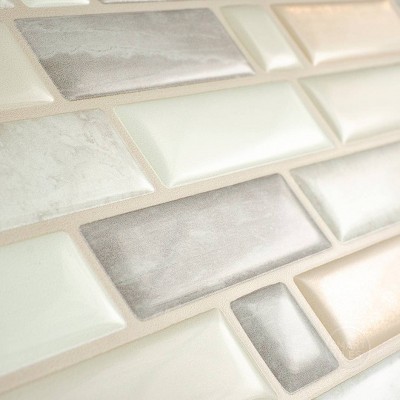 Beige and Gray Vinyl Peel and Stick Mosaic Tile