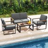 Costway 4 PCS Patio Aluminum Furniture Set Wood-Plastic Armrests & Tabletop for Balcony - 4 of 4