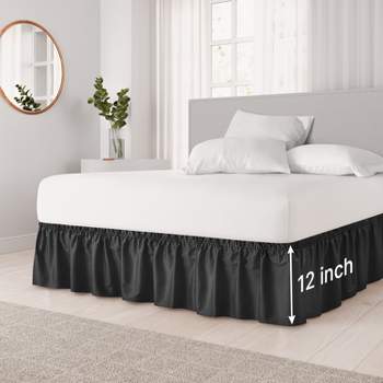  Collections Etc Wrap Around Bed Skirt, Easy Fit Elastic Dust  Ruffle, White, Queen/King : Home & Kitchen