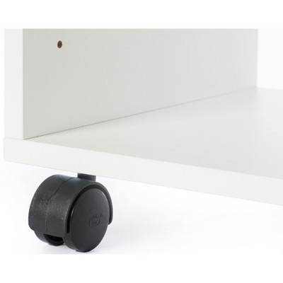 White Wooden Office Storage Printer Stand with Wheels