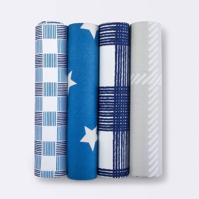 Image of Flannel Baby Blankets Homespun Stars - Cloud Island™ Blue