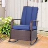 Outdoor Rattan Wicker Rocking Chair Patio Recliner with Soft Cushion, Adjustable Footrest, Max. 135 Degree Backrest - 2 of 4