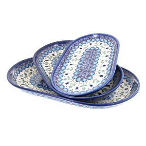 Blue Rose Polish Pottery 8600 Vena 3 Piece Oval Serving Set - 1 of 2