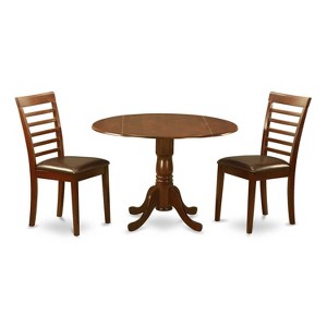 Dinette Set 5 Piece Round Table & Chairs - Kitchen Dining Room Set Mahogany Finish - 1 of 4