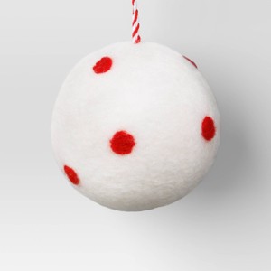 Christmas Felted Wool White Ball with Red Dot Ornament - Wondershop™ - 1 of 3