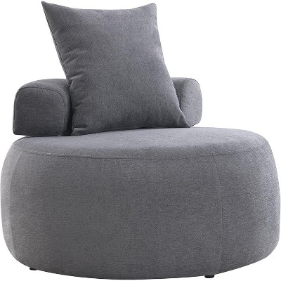 32" Modern Round Chair with Pillow Soft Skin-Friendly Chenille Fabric Leisure Chair for Living Room Bedroom Home Office