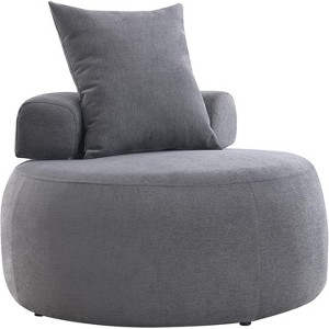 32" Modern Round Chair with Pillow Soft Skin-Friendly Chenille Fabric Leisure Chair for Living Room Bedroom Home Office - 1 of 4