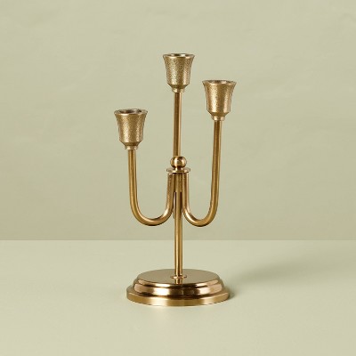 3ct Staggered Metal Taper Candelabra Antique Brass - Hearth & Hand™ with Magnolia