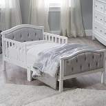Orbelle Luxurious Solid Wood Toddler Bed with Padded and Upholstered Head and Footboard Upholstery and Decorative Crystal Tufting - 417