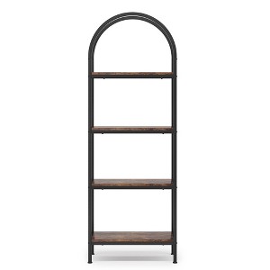 Resenkos Book Storage Display Book Shelf,4-Tier / 5-Tier Bookshelf, Arched Bookcase Display Rack with Storage Shelves Rustic Brown - 1 of 4
