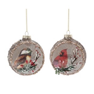 Transpac Glass Forest Bird Ornament Set of 2 Christmas Home Decorations - 1 of 1
