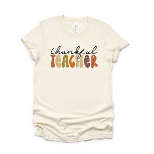 Simply Sage Market Women's Thankful Teacher Colorful Short Sleeve Graphic Tee - 1 of 4