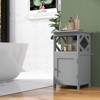 Tangkula Bathroom Floor Cabinet Single Door Storage Cabinet with Open Compartment Anti-Toppling Device Grey/White - 4 of 4