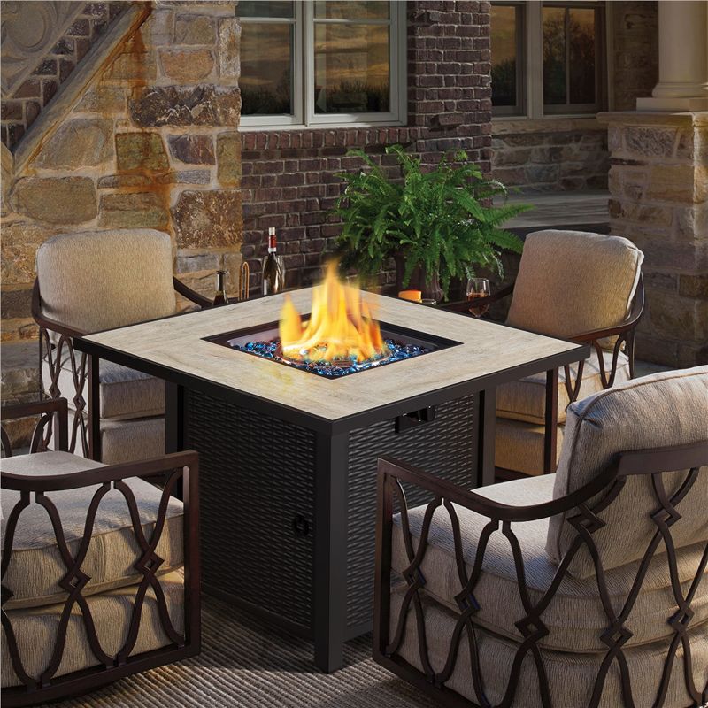 Yaheetech Gas Fire Pit Table Square with Ceramic Tabletop Outdoor, 4 of 7