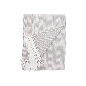 EY Essentials Torin Pearl Grey 50" x 70" Fringe Throw Blanket - 1 of 2